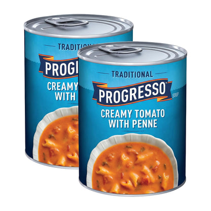 Canned Progresso traditional chicken noodle soup in a 19 oz can, shown in a 4-pack, featuring soup with chicken, noodles, and vegetables.