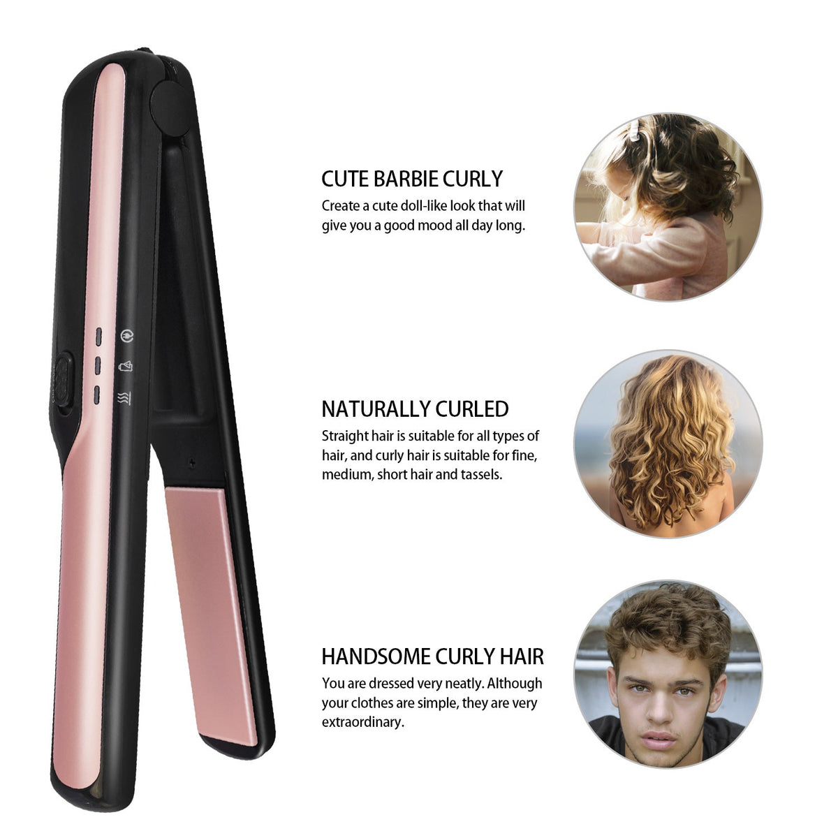 USB wireless charging hair straightener by My Store, shown in a sleek cordless design