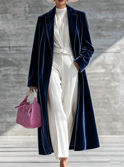 Women's V-neck over-the-knee velvet coat by My Store