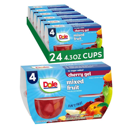 Dole Fruit Bowls peaches in 4.3oz fruit snack cups, showing fresh peach slices in clear plastic containers.