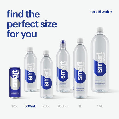 BackupMyFilesNow® smartwater vapor distilled water bottles, 16.9 fl oz, 6-pack, clear plastic bottles with blue caps