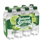 Poland Spring Zesty Lime Sparkling Water bottles, 16.9 oz, pack of 8, with clear labels and lime flavor accents.