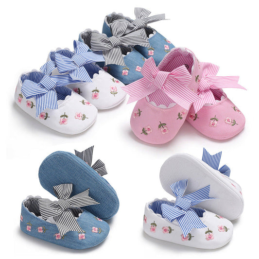 Pink bowknot baby shoes for girls, toddler anti-slip footwear by My Store
