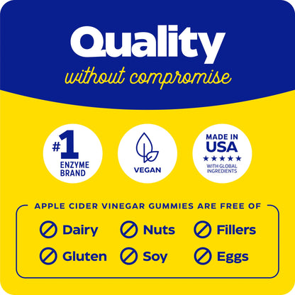 Enzymedica Apple Cider Vinegar Supplement for Women & Men - Apple Cider Vinegar Gummies with Mother, 1000 mcg Vitamin B12 & 710 mg ACV per Serving, Gut Health & Digestive Support, Vegan - 74 Count