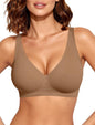 OEAK women's wireless jelly bralette with deep V neckline, push-up design, and comfortable fit perfect for everyday wear.