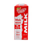 Prairie Farms shelf stable whole milk box, 1 quart, gluten-free, vitamin D, hormone-free, kosher, in a four-pack carton.