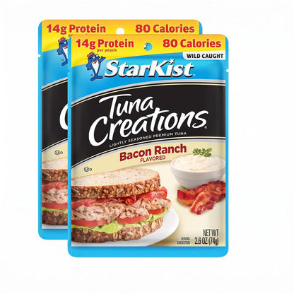 StarKist Tuna Creations Chipotle Lime packaged tuna fish pouch, 2.6oz, 24-pack showing the colorful label and tuna inside.