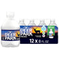Deer Park Natural Spring Bottled Water mini 8 fl oz bottles in a 12-pack, showing clear water bottles with Deer Park labels