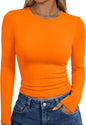 Trendy Queen women's long sleeve T-shirt in fall fashion basic design, featuring a Y2K-inspired style with a casual fit.