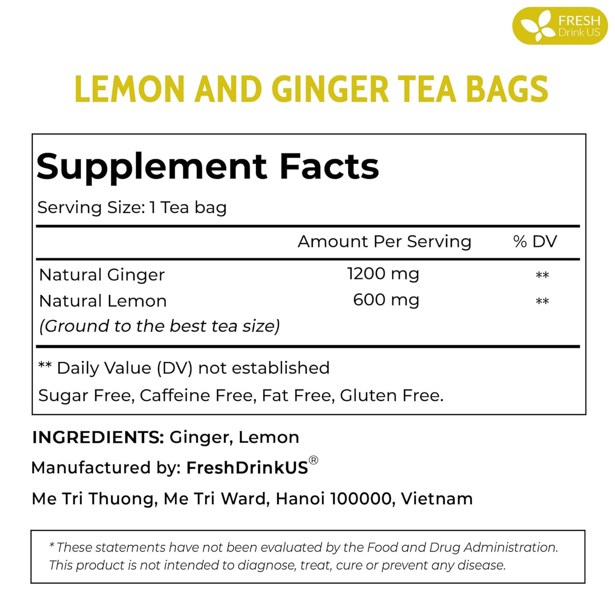 Premium Lemon Ginger Tea Bags