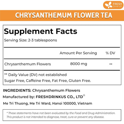 Premium Chrysanthemum Flowers, Chrysanthemum Herbal Tea, No Additives, No Caffeine, Vegan