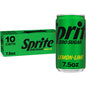 Six Sprite Lemon-Lime Soda mini cans, 7.5 fl oz, with bright green labels and silver tops, stacked together.
