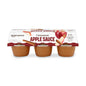 Six 4 oz Amazon Grocery unsweetened applesauce cups, showing the small individual apple sauce containers.