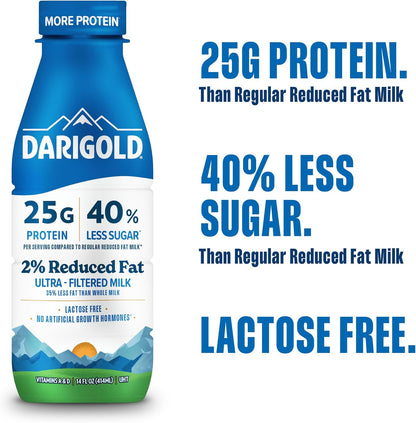 Darigold FIT high protein milk 2% in 14oz bottles, low fat, lactose free with 25g protein and 40% less sugar in a 12-pack