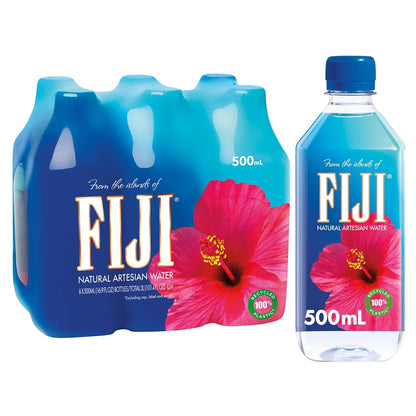BackupMyFilesNow FIJI natural artesian bottled water 700mL bottles with electrolytes, pack of 12, featuring clear water and branded labels.