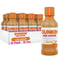 Dunkin' Mocha Iced Coffee in 13.7 fl oz bottles, pack of 12, with chocolate flavor and iced coffee branding.