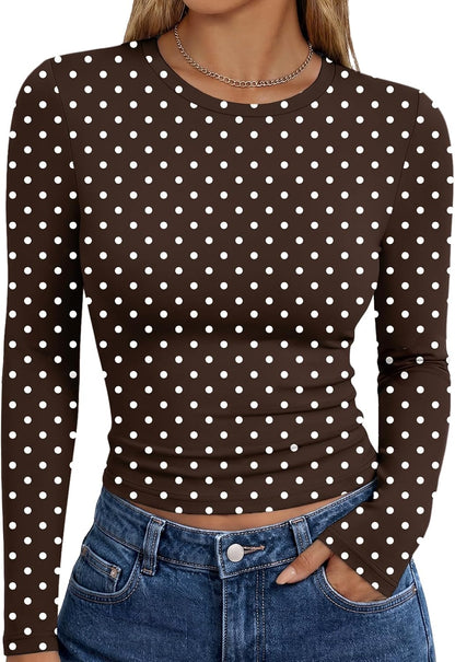 Trendy Queen women's long sleeve T-shirt in fall fashion style, featuring a basic Y2K-inspired design, displayed on a neutral background.
