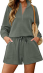 KISSMODA women's lounge set with matching sweatpants and shorts, comfortable casual tops and shorts for relaxed wear.
