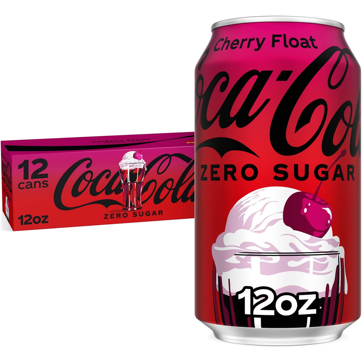 Coca-Cola Zero Sugar soda soft drink fridge pack with 12 cans, 12 fl oz each, featuring the Coca-Cola Zero branding in a cardboard pack.