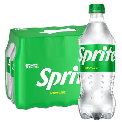 Ten mini cans of Sprite Lemon-Lime Soda, 7.5 fl oz each, arranged together with bright label designs visible.