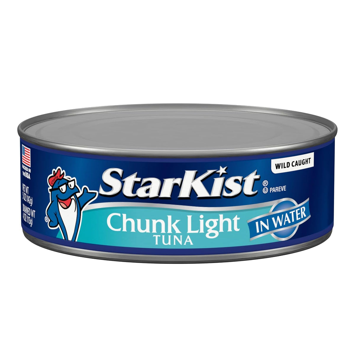 Eight 5oz cans of StarKist Chunk Light Tuna in water for pantry storage, displayed in a neat pack.
