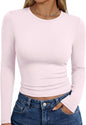 Trendy Queen women's long sleeve T-shirt in fall fashion, basic Y2K style, casual top with a fitted design and soft fabric.