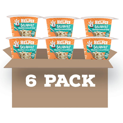 Hamburger Helper Beef Pasta Microwave Cup with cooked pasta and beef, ready in 4 minutes, ideal for quick family meals.