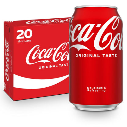 Coca-Cola Cherry soda soft drink cans, 12 fl oz each, 12-pack, featuring red and white branding and cherry flavor labels