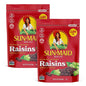 Sun-Maid California Sun-Dried Raisins in snack-size boxes, displayed in a fruit gift basket, showcasing dried grape clusters.