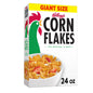 Bowl of Kellogg's Corn Flakes Original breakfast cereal served with milk, showcasing the crispy golden flakes.