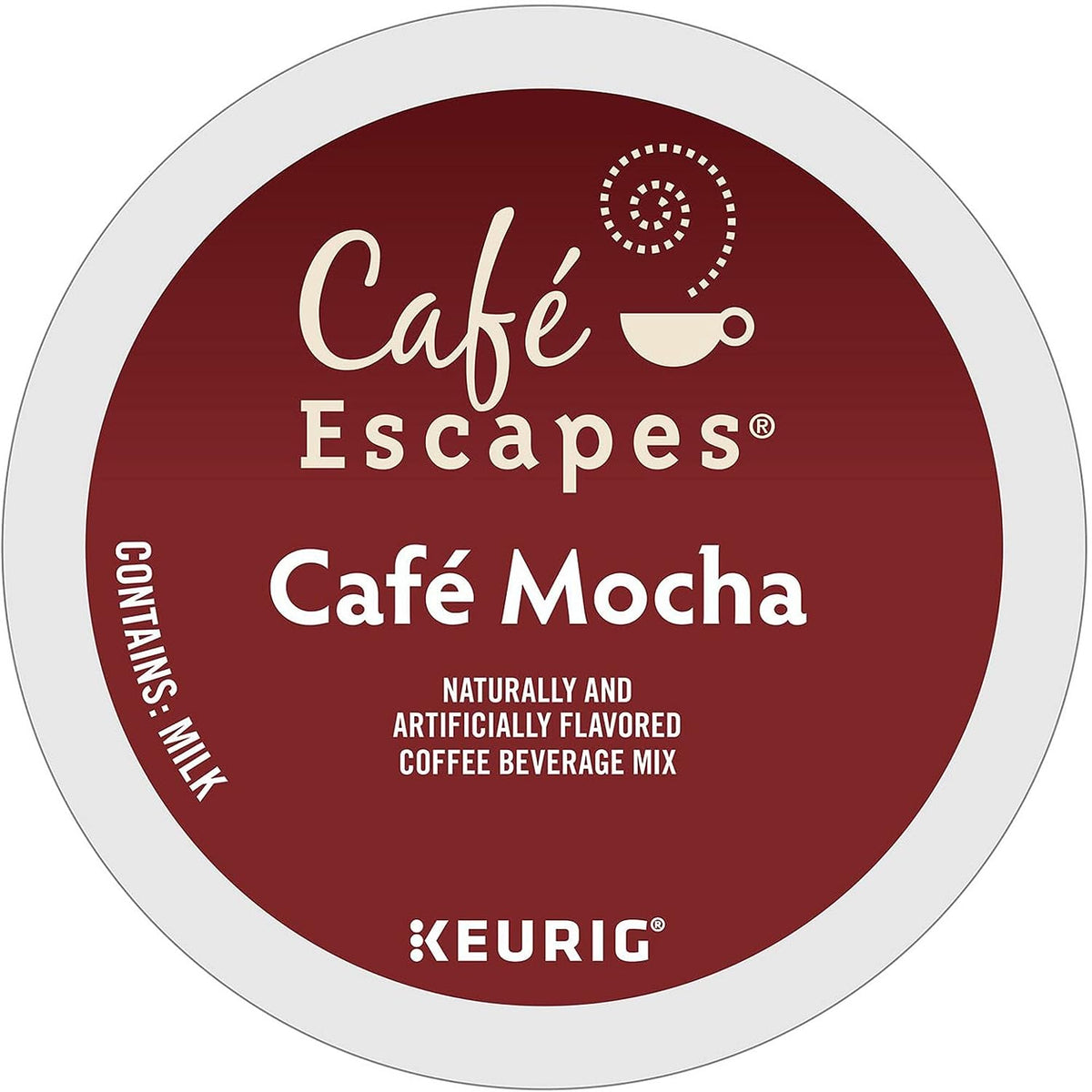 KupofK Coffee Cafe Escapes Cafe Mocha Keurig K-cup coffee pod for Keurig machines, featuring chocolate and coffee flavor.