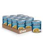 Canned Progresso Traditional Chicken Noodle Soup in 19 oz cans, four-pack, showing the soup with noodles and chicken pieces