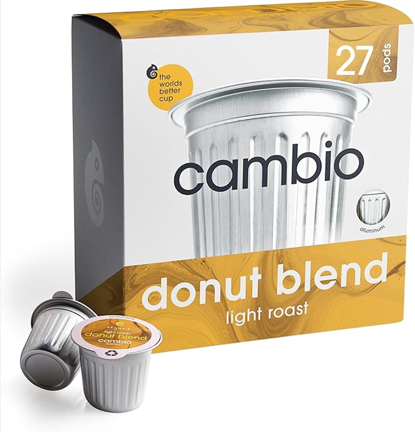 Cambio Roasters Colombian medium roast organic coffee pods, recyclable aluminum, Keurig compatible, 60-count, bold flavor, fresh taste