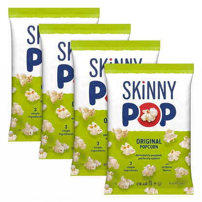 BACKUPMYFILESNOW® SkinnyPop White Cheddar gluten-free popcorn in an 8 oz bag, showcasing crispy white cheddar-flavored whole grain snack