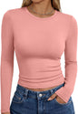 Trendy Queen women's long sleeve T-shirt featuring a fall fashion Y2K style, casual basic top with a fitted design.