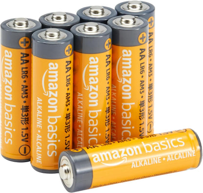 Amazon Basics 48-pack AA alkaline batteries with 1.5V and long shelf life, ideal for powering various household devices