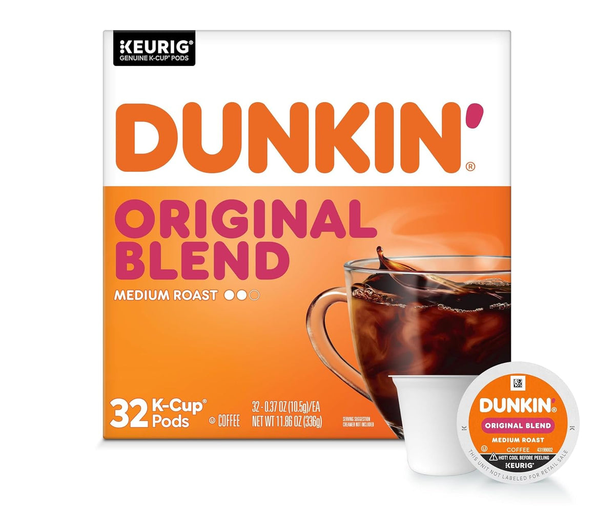 Dunkin' Original Flavor Coffee K-Cup for Keurig brewers, 16-count box, single serve coffee pods, fresh brewed coffee appearance