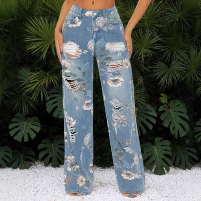 High-waisted loose-fitting wide-leg floor-length pants by My Store