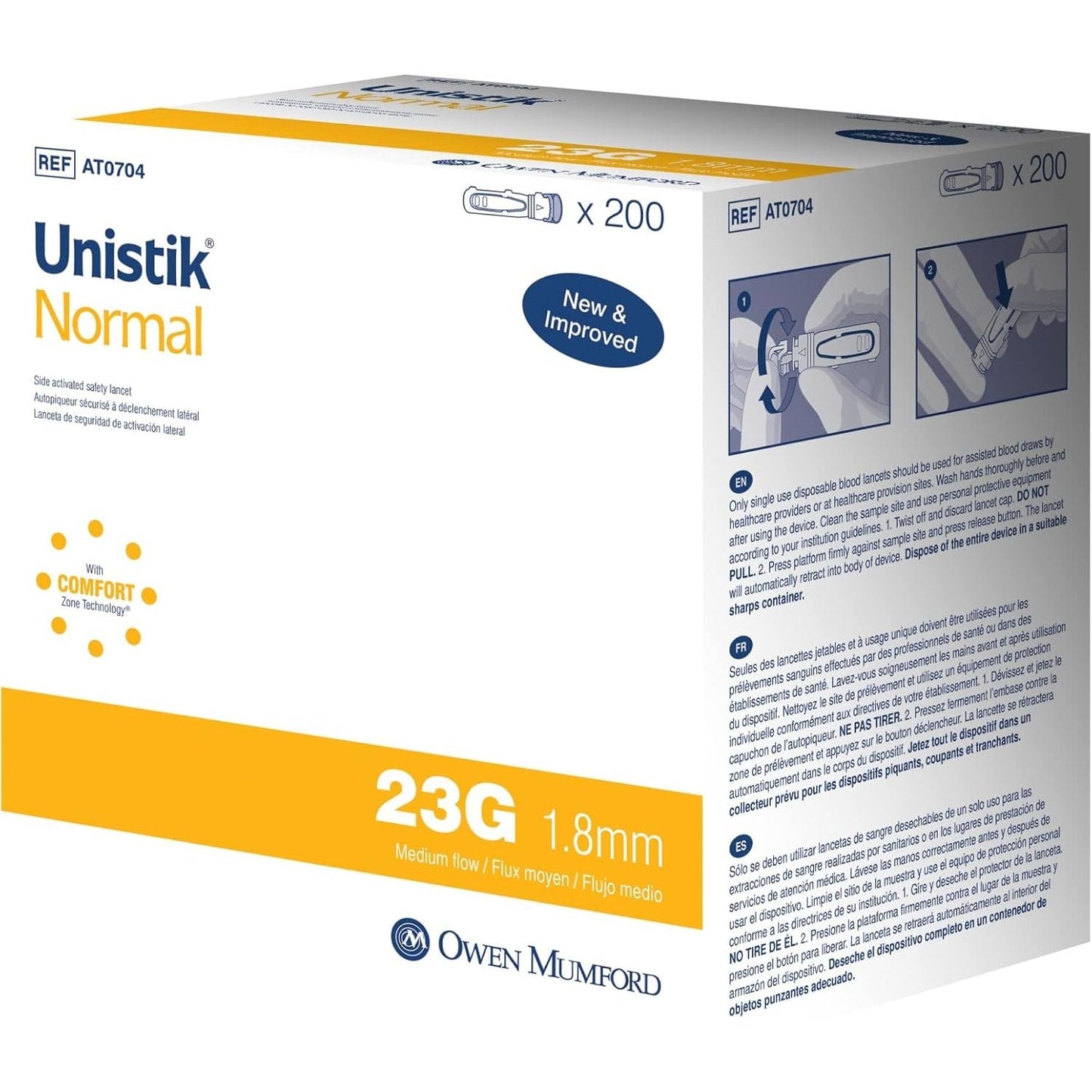 Unistik 3 Pre-Set Single Use Safety Lancets- 50-pk