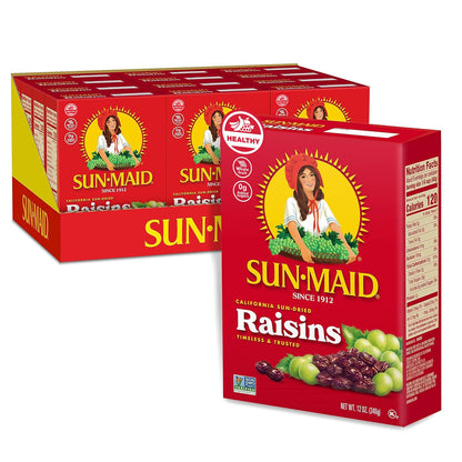 Sun-Maid dried fruit bundle with 32 oz California sun-dried raisins and 15 oz mixed berries including cranberries, cherries, and blueberries.