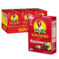 Sun-Maid California Sun-Dried Raisins in snack-size boxes, arranged in a fruit gift basket, showcasing the snack packaging.