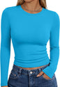 Trendy Queen women's long sleeve T-shirt in fall fashion style, basic Y2K-inspired top with a comfortable fit.