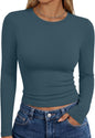 Trendy Queen women's long sleeve T-shirt featuring Y2K-inspired fall fashion, casual basic top for women in a stylish design.