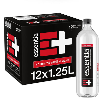 Essentia Ionized Alkaline Water bottles with 9.5+ pH and 99.9% purity, 12-pack, 1-liter size each