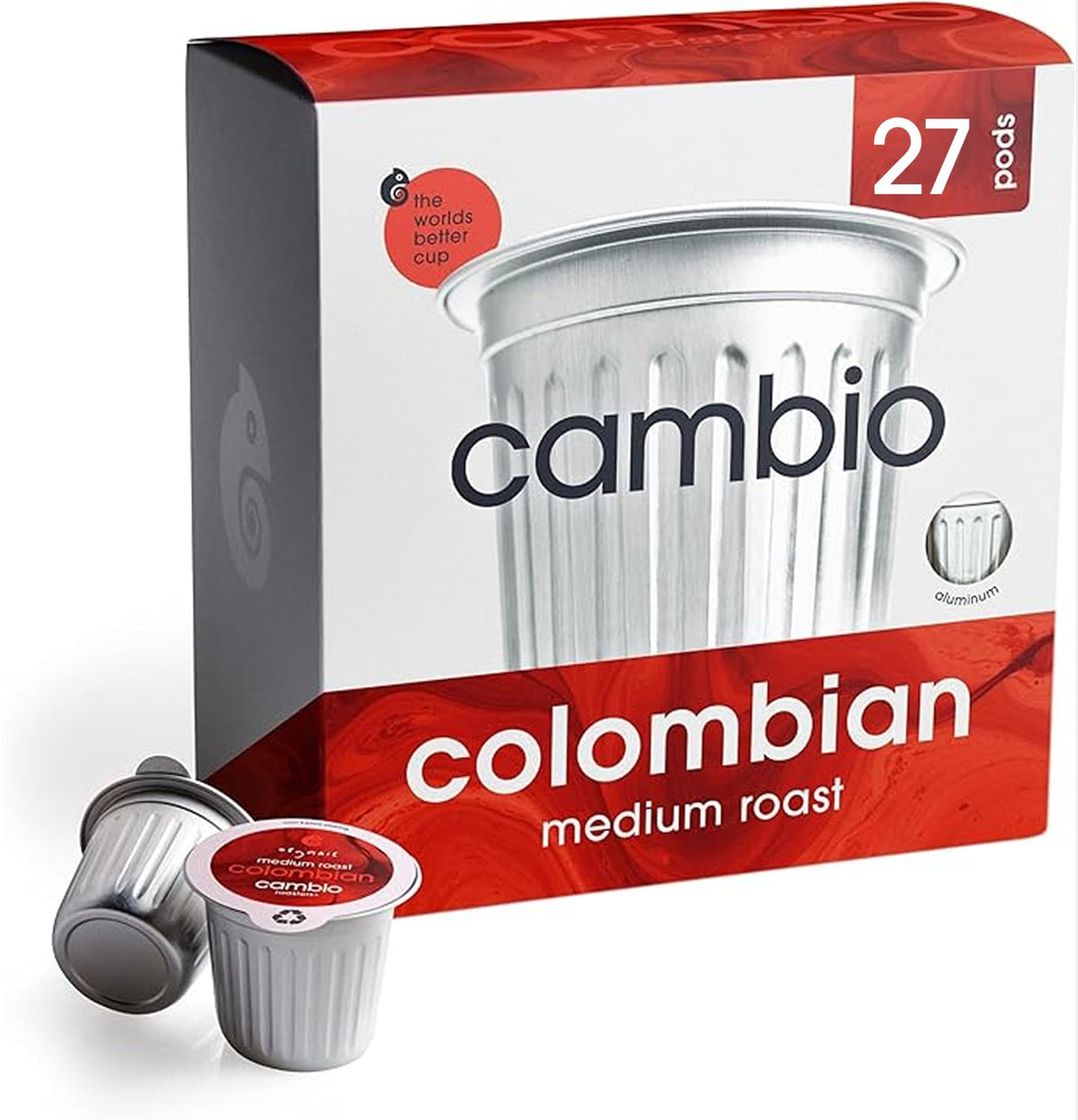 Colombia Colombian medium roast organic coffee pods by Cambio Roasters, recyclable aluminum, Keurig compatible, 60-count package