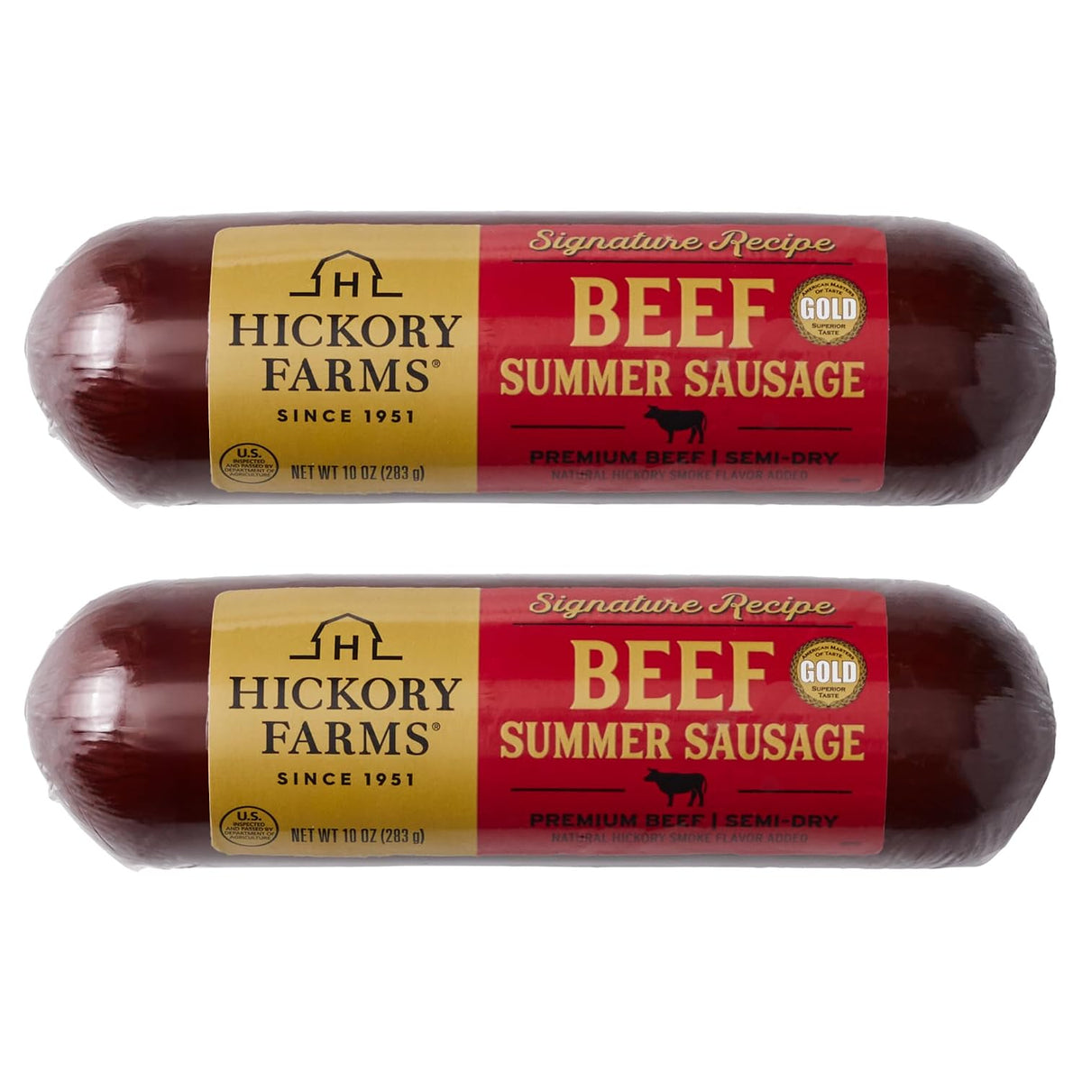 Hickory Farms summer sausage, 26 oz, high-protein beef snack, perfect for charcuterie, entertaining, and keto diets.