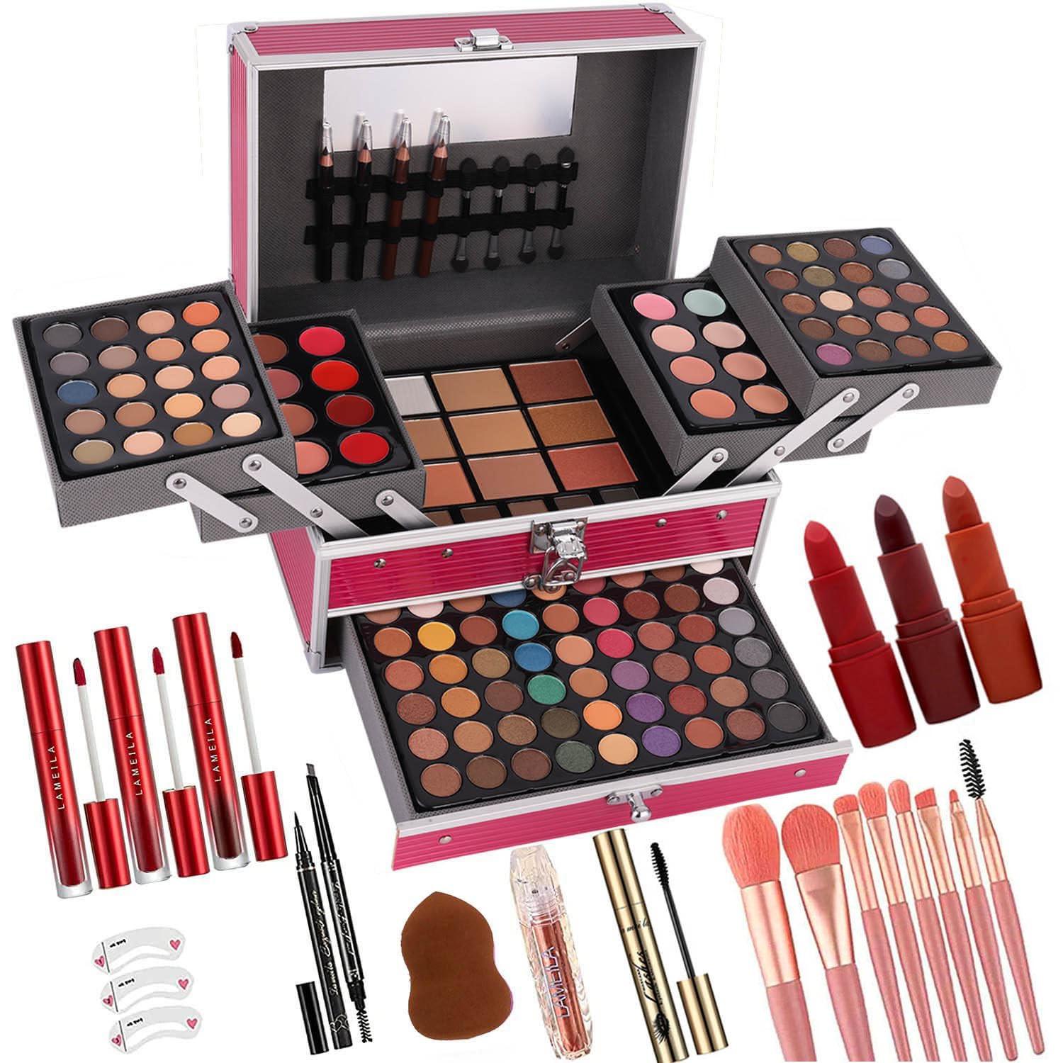 UNIFULL 132 Color All- In- One Makeup For Women Full Kit,Professional Makeup Kit,Makeup Gift Set for Women,Girls&Teens,Include eyeshadow/lipstick/concealer/Lip Gloss/Eyeliner/Mascara（006N2-Silver） | Professional Makeup Kit, 132 Color All In One, Full Kit,.