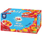 Dole Fruit Bowls Peaches in 4.3oz snack cups, showing peeled peach slices in syrup, packaged in clear plastic cups.
