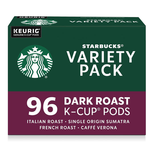 Starbucks K-Cup Coffee Pods, Dark Roast Hot or Iced Coffee, Variety Pack, 96 Keurig Pods