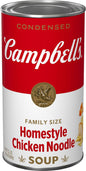 Four cans of Campbell’s Condensed Chicken Noodle Soup in 10.75 oz packages, showing the soup can with label design.